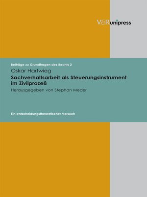 cover image of Sachverhaltsarbeit als Steuerungsinstrument im Zivilprozeß